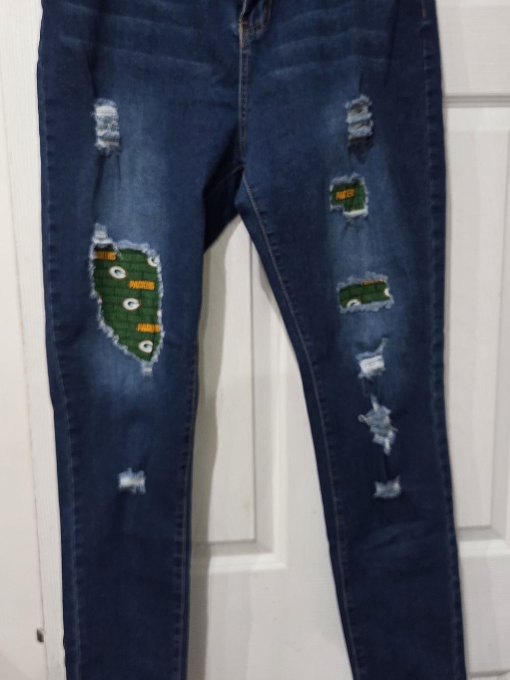 Green Bay Packers Patch Women's Dark Blue Ripped Jeans
